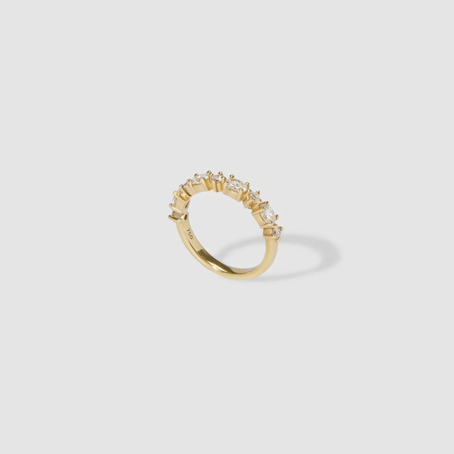 0.85 TCW Oval & Round Stones Half Eternity Lab Grown Diamond Wedding Band