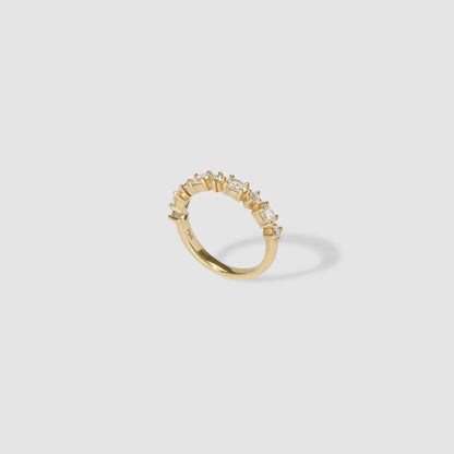 0.85 TCW Oval & Round Stones Half Eternity Lab Grown Diamond Wedding Band