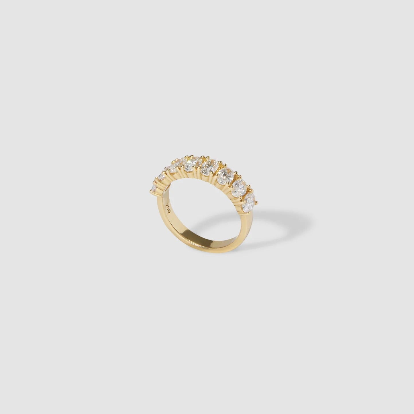 2.1 TCW Oval Stones Half Eternity Lab Grown Diamond Wedding Band