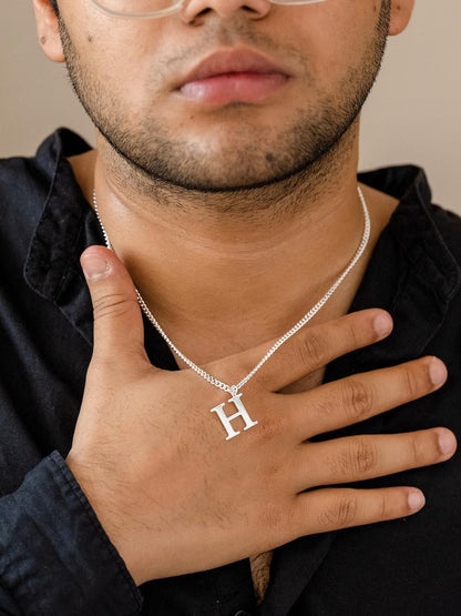 Initial Pendant Chained Necklace For Men