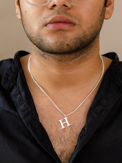 Initial Pendant Chained Necklace For Men