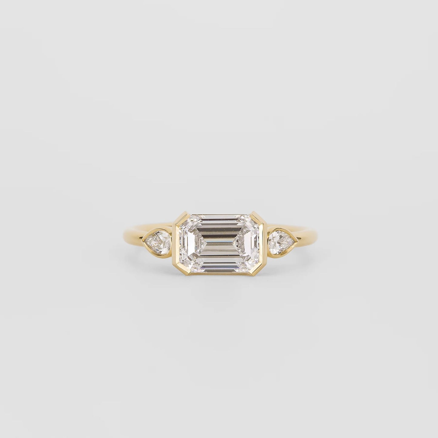 2.5 CT Emerald Cut Three Stones Lab Grown Diamond Engagement Ring