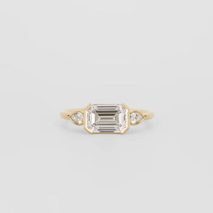 2.5 CT Emerald Cut Three Stones Lab Grown Diamond Engagement Ring