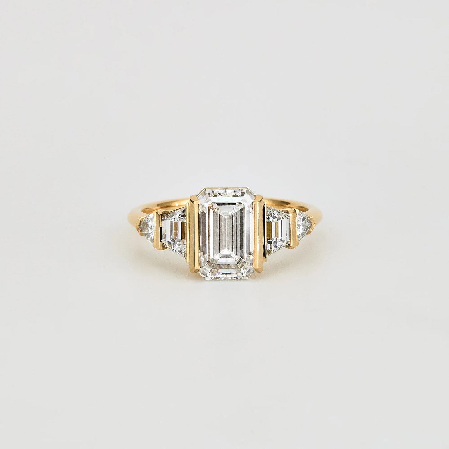 2.5 CT Emerald Cut Cluster Lab Grown Diamond Engagement Ring