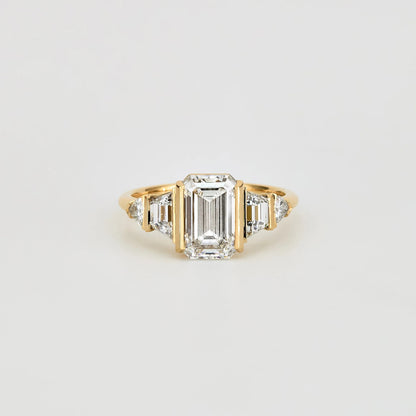 2.5 CT Emerald Cut Cluster Lab Grown Diamond Engagement Ring