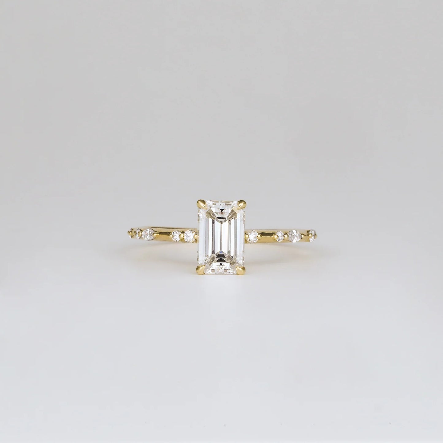 1.01 CT Emerald Cut Dainty Lab Grown Diamond Engagement Ring