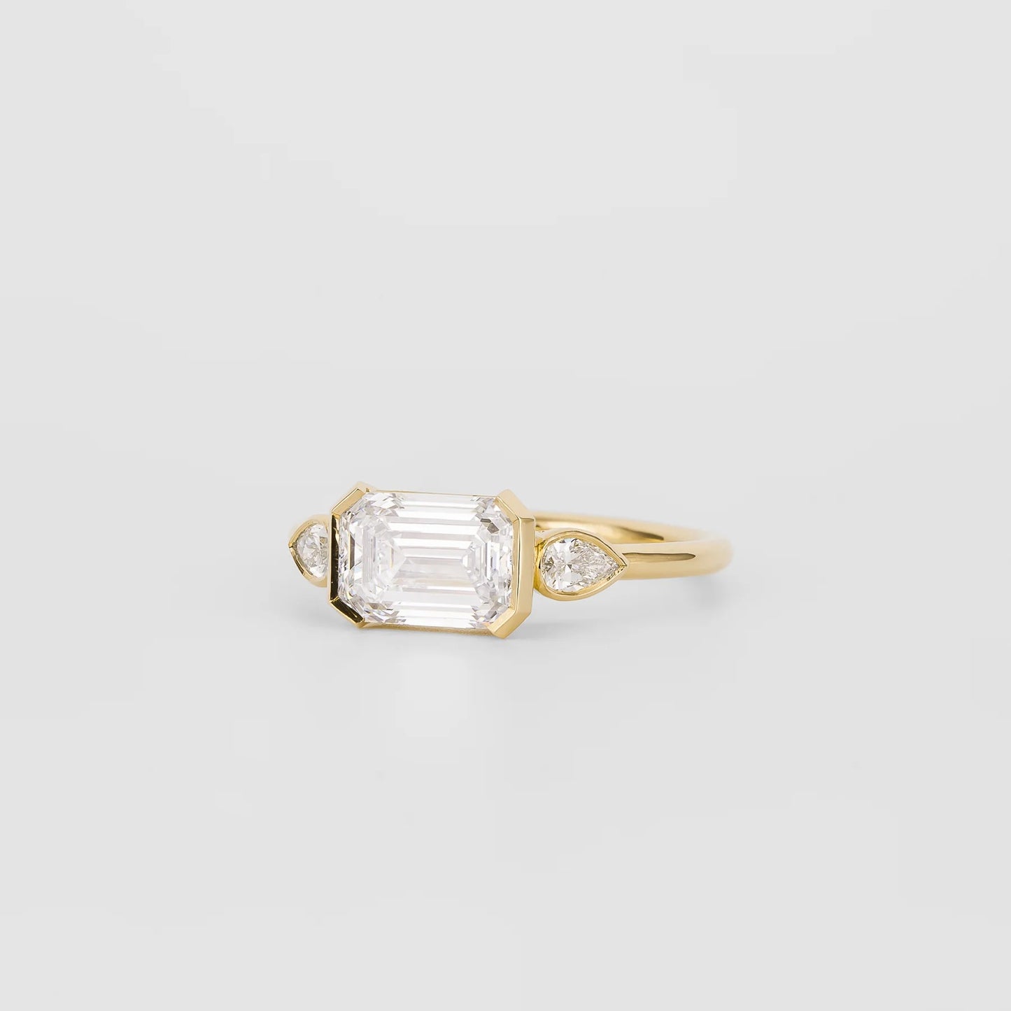 2.5 CT Emerald Cut Three Stones Lab Grown Diamond Engagement Ring