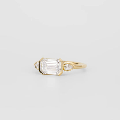 2.5 CT Emerald Cut Three Stones Lab Grown Diamond Engagement Ring