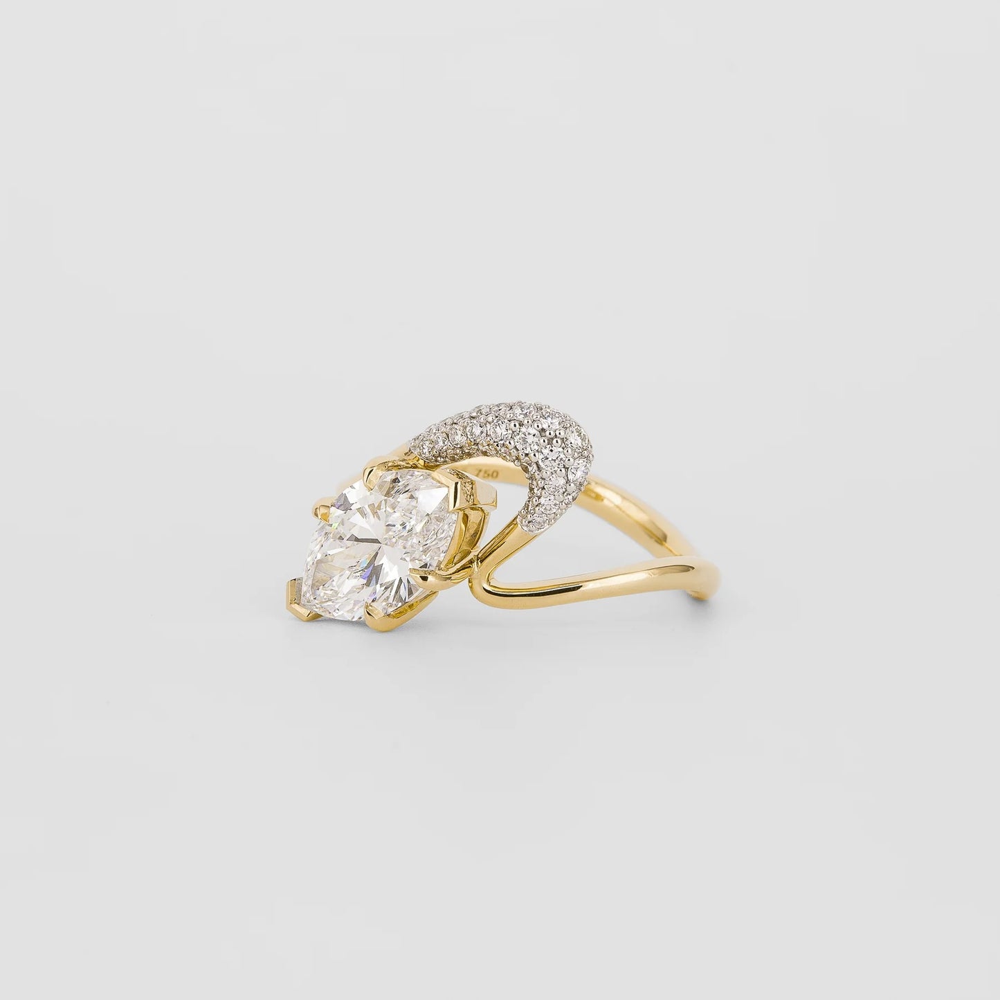 1.5 CT Oval Cut Curved Pave Lab Grown Diamond Engagement Ring