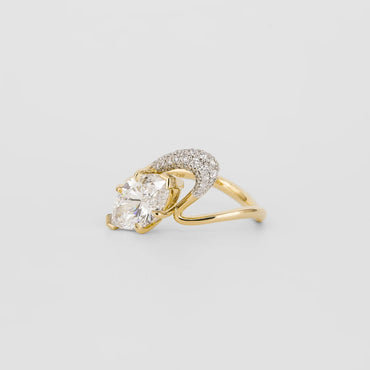 1.5 CT Oval Cut Curved Pave Lab Grown Diamond Engagement Ring