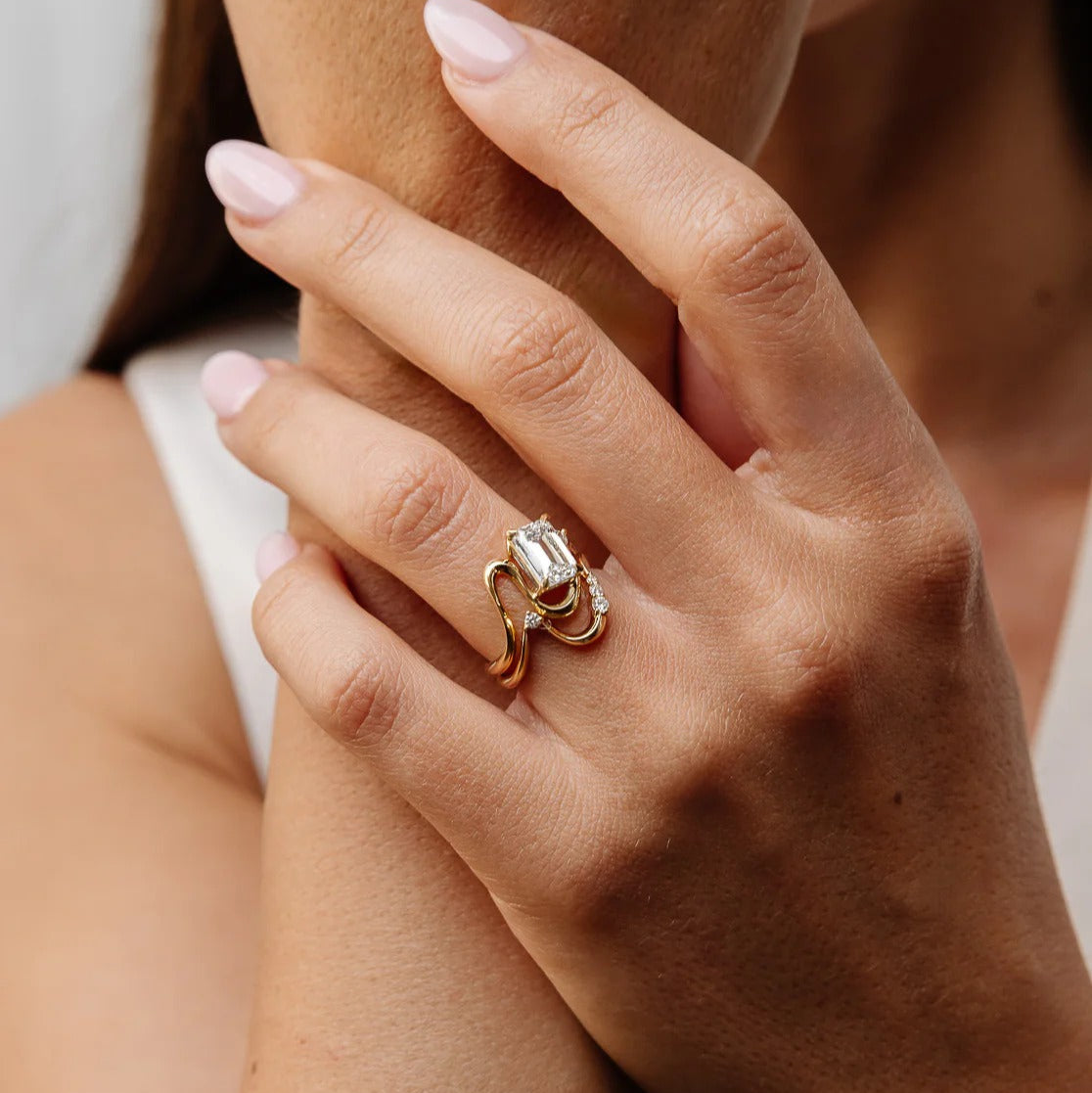 1.9 CT Emerald Cut Lab Grown Diamond Engagement Ring (Only Ring)