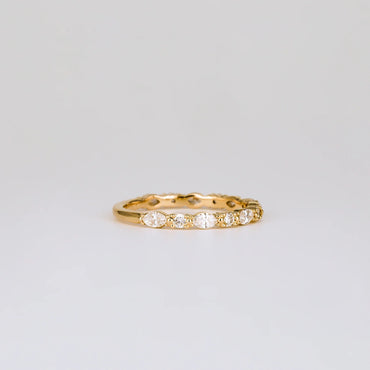 0.2 TCW Round & Marquise Stones Half Eternity Lab Grown Diamond Wedding Band