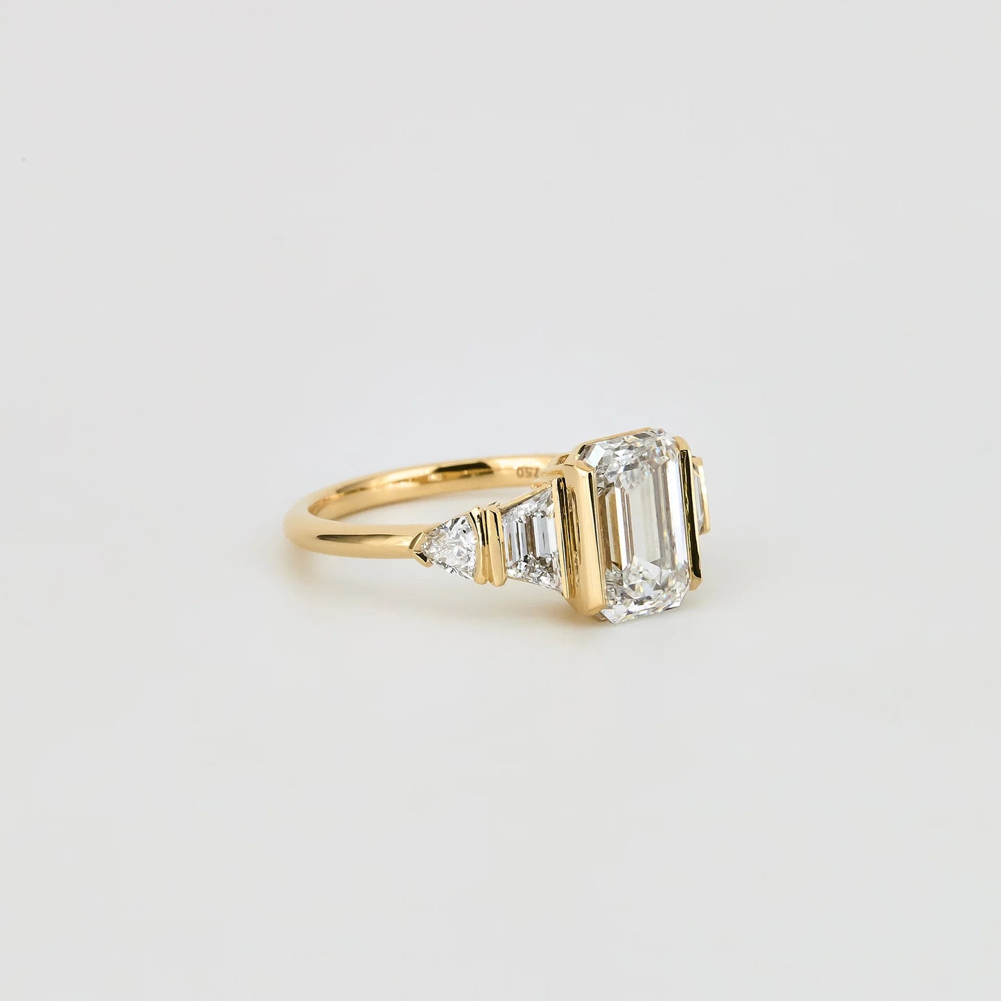 2.5 CT Emerald Cut Cluster Lab Grown Diamond Engagement Ring