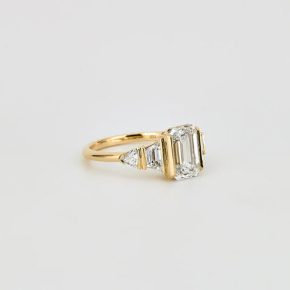 2.5 CT Emerald Cut Cluster Lab Grown Diamond Engagement Ring