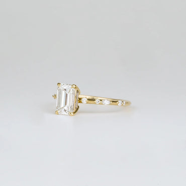1.01 CT Emerald Cut Dainty Lab Grown Diamond Engagement Ring
