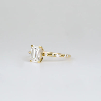 1.01 CT Emerald Cut Dainty Lab Grown Diamond Engagement Ring