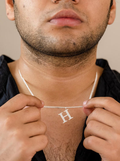 Initial Pendant Chained Necklace For Men