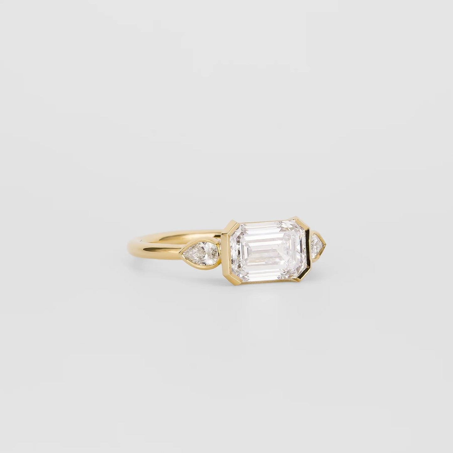 2.5 CT Emerald Cut Three Stones Lab Grown Diamond Engagement Ring