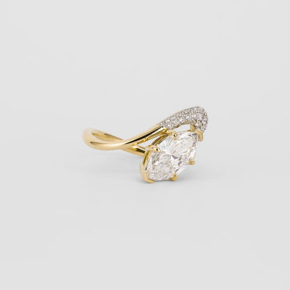 1.5 CT Oval Cut Curved Pave Lab Grown Diamond Engagement Ring