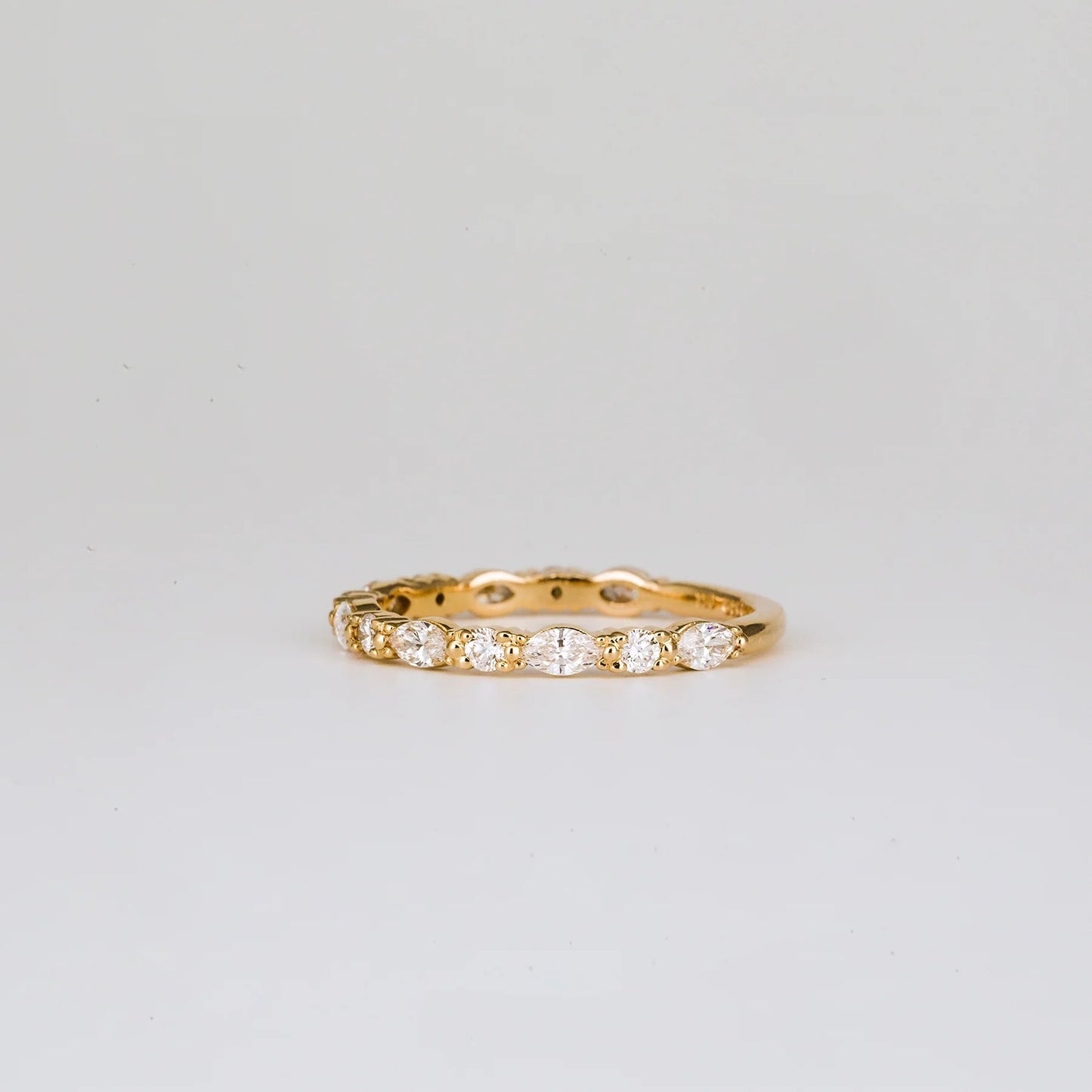 0.2 TCW Round & Marquise Stones Half Eternity Lab Grown Diamond Wedding Band