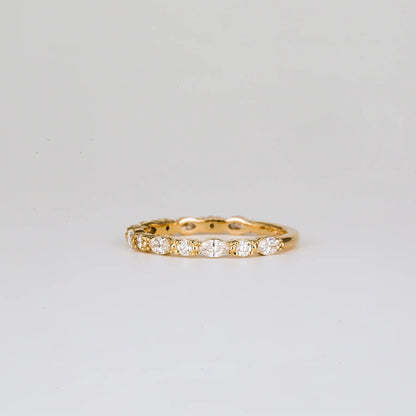 0.2 TCW Round & Marquise Stones Half Eternity Lab Grown Diamond Wedding Band