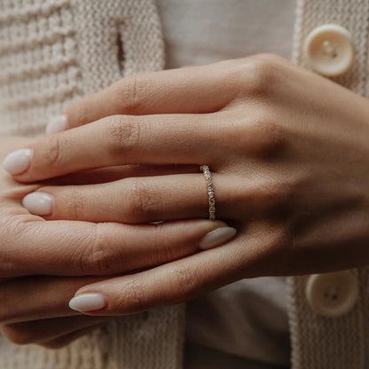 0.2 TCW Round & Marquise Stones Half Eternity Lab Grown Diamond Wedding Band