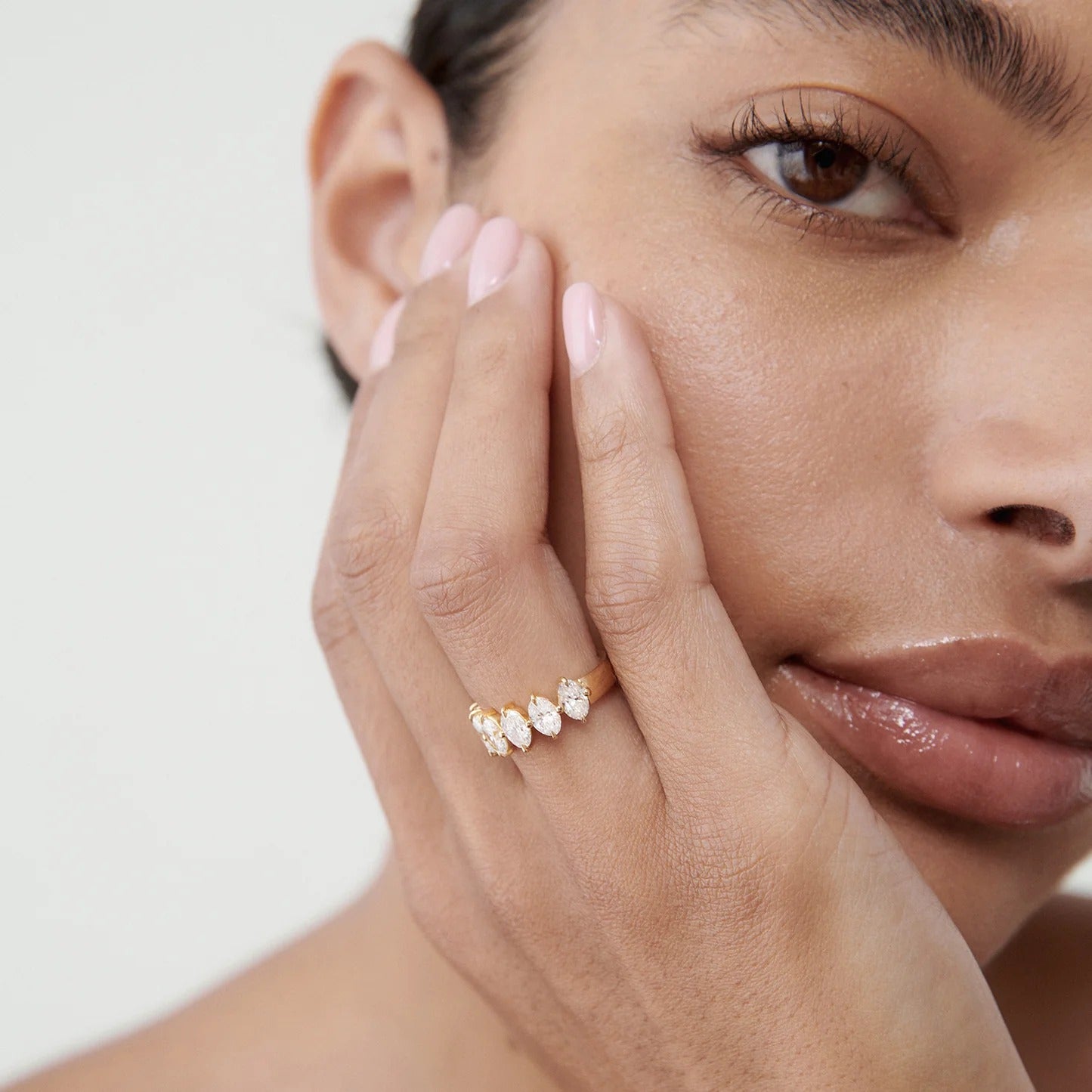 1.65 TCW Oval Stones Half Eternity Lab Grown Diamond Wedding Band