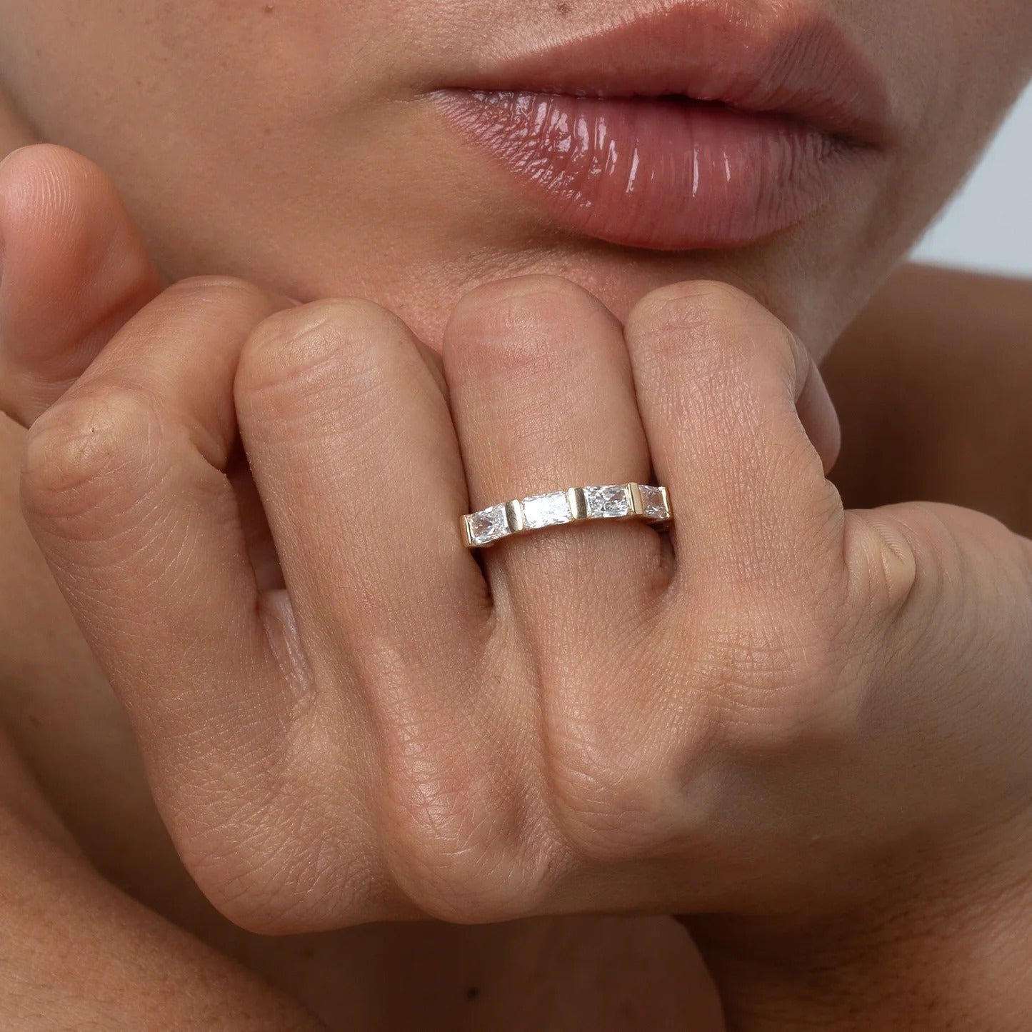 1.75 TCW Baguette Stones Half Eternity Lab Grown Diamond Wedding Band