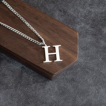 Initial Pendant Chained Necklace For Men