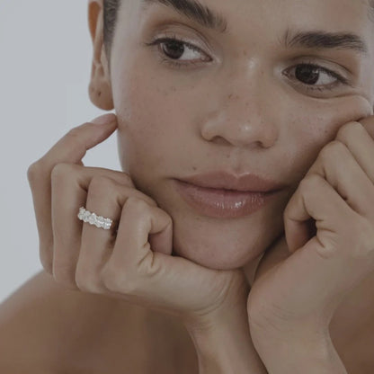 2.1 TCW Oval Stones Half Eternity Lab Grown Diamond Wedding Band