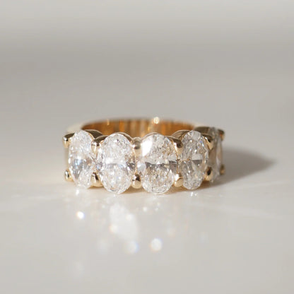 5 TCW Oval Shaped Half Eternity Lab Grown Diamond Wedding Band