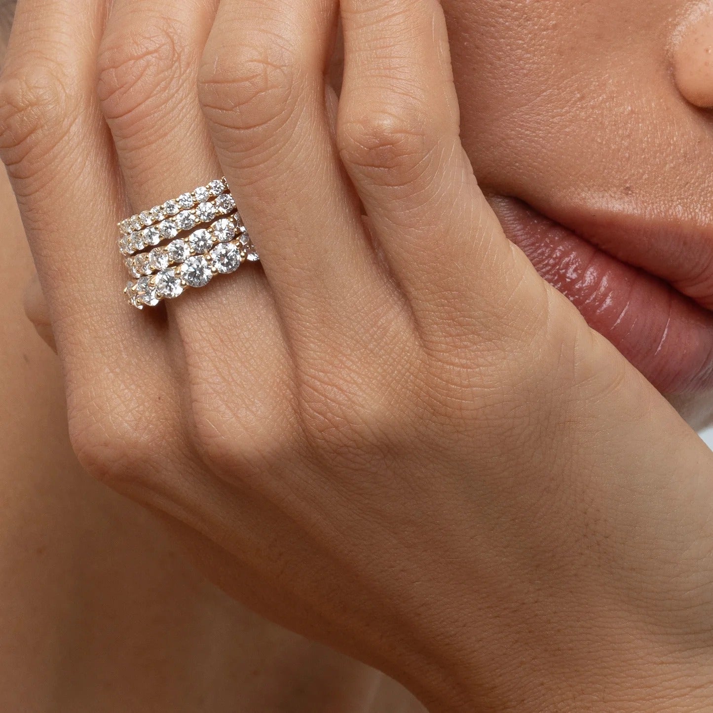 0.4 TCW Round Stones Half Eternity Lab Grown Diamond Wedding Band