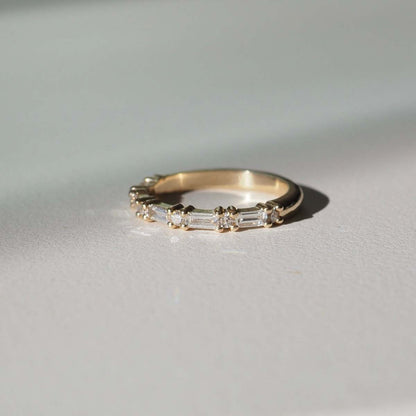 0.14 TCW Round & Baguette Shaped Half Eternity  Lab Grown Diamond Wedding Band