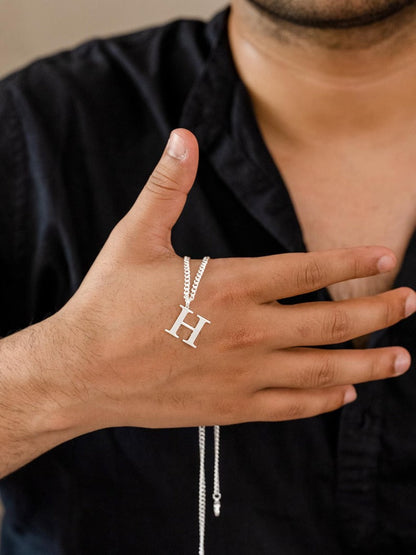 Initial Pendant Chained Necklace For Men