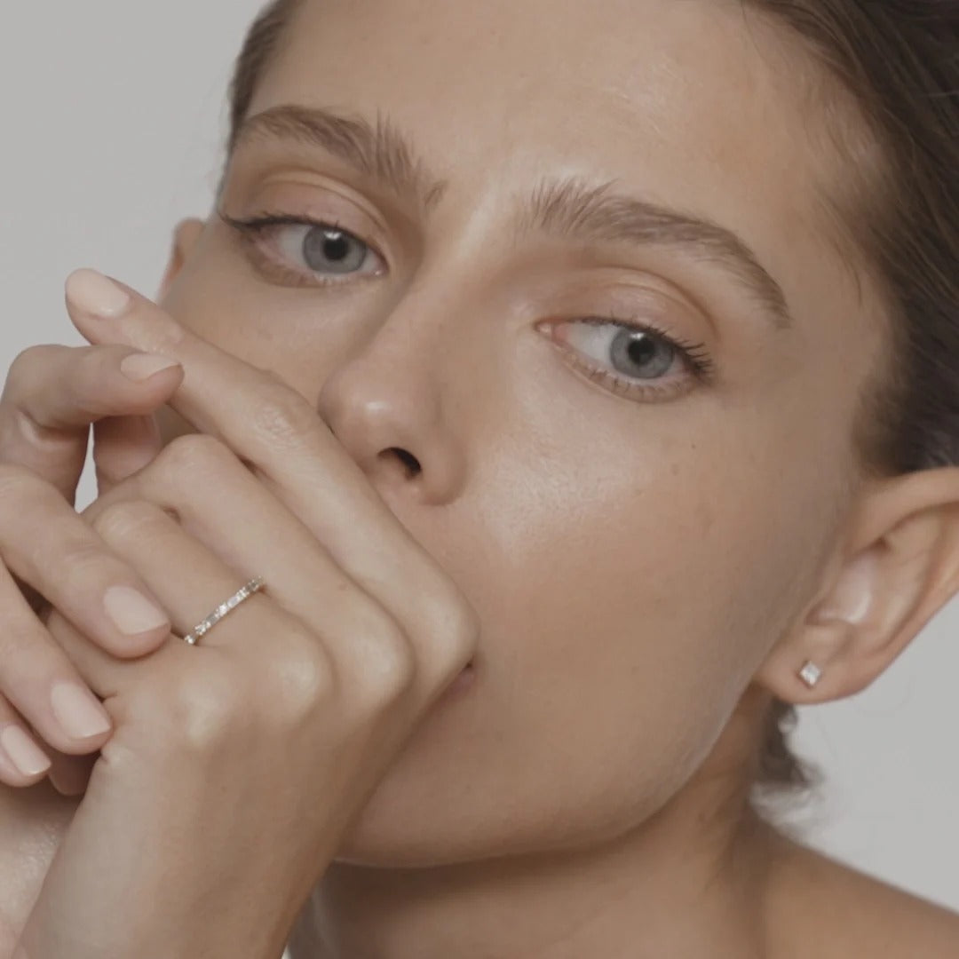 0.14 TCW Round & Baguette Shaped Half Eternity  Lab Grown Diamond Wedding Band