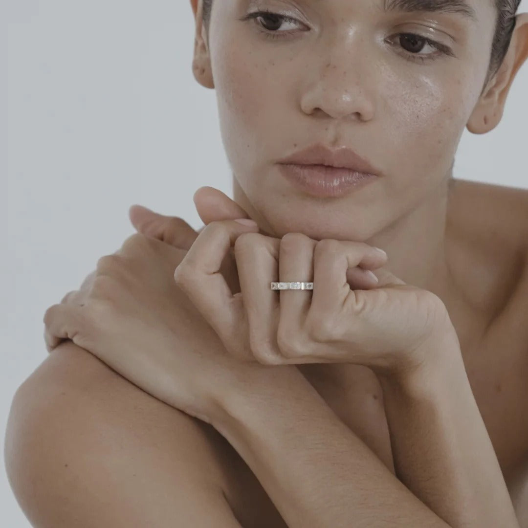 1.75 TCW Baguette Stones Half Eternity Lab Grown Diamond Wedding Band