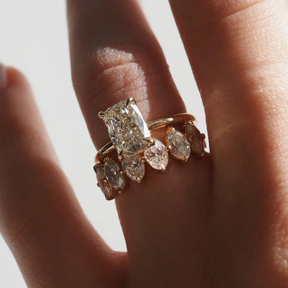 1.65 TCW Oval Stones Half Eternity Lab Grown Diamond Wedding Band