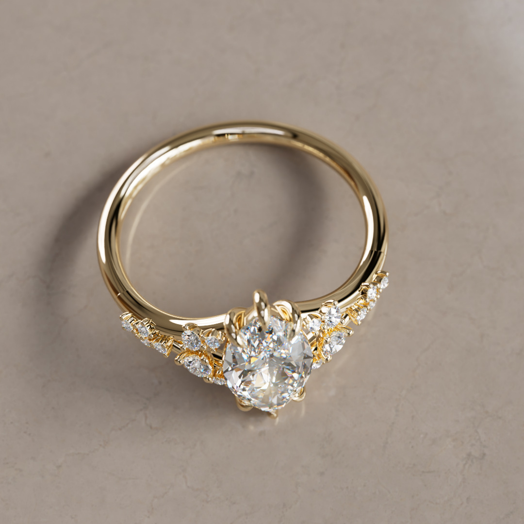 Marquise Shaped Three Stone Lab Grown Diamond Engagement Ring
