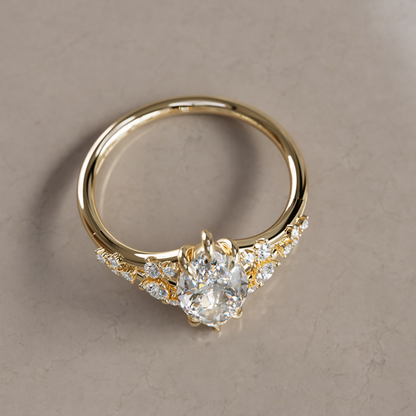 Marquise Shaped Three Stone Lab Grown Diamond Engagement Ring