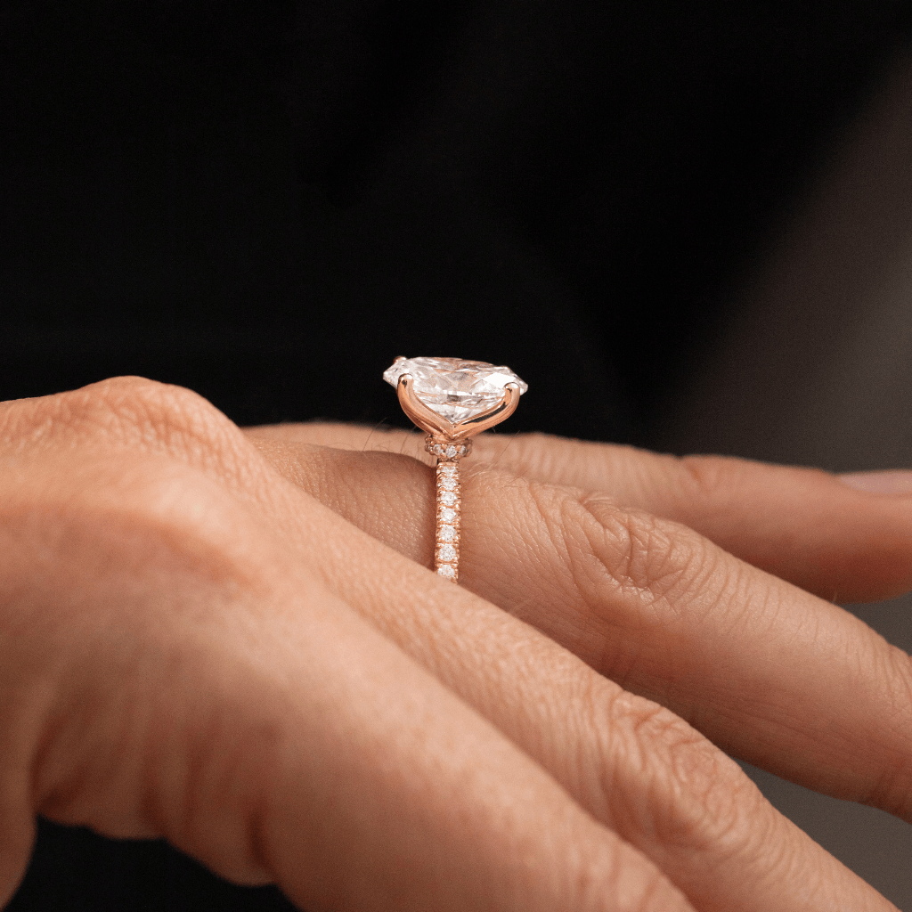 Marquise Shaped Three Stone Lab Grown Diamond Engagement Ring