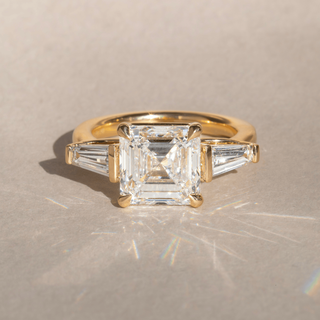 Marquise Shaped Three Stone Lab Grown Diamond Engagement Ring
