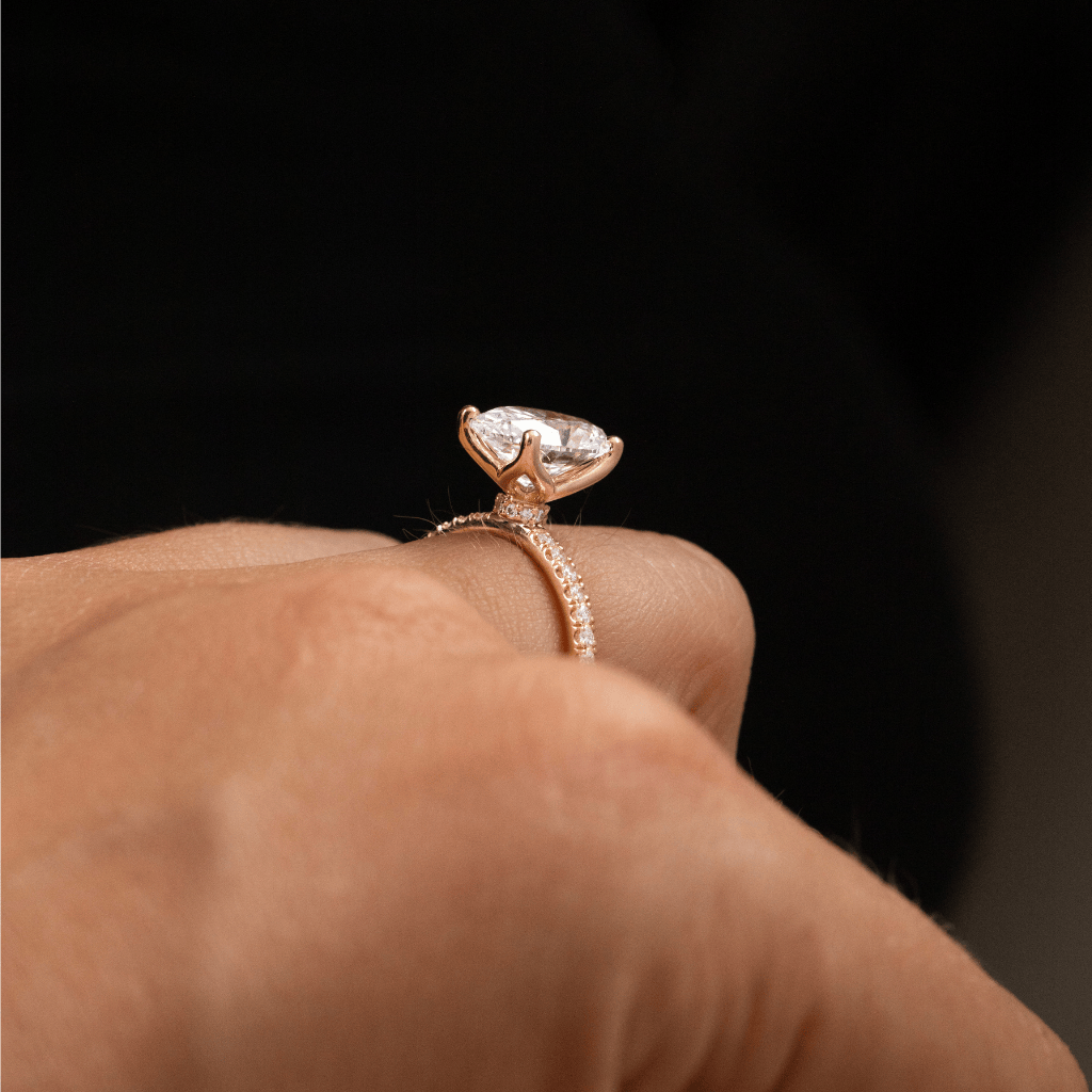 Marquise Shaped Three Stone Lab Grown Diamond Engagement Ring