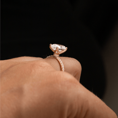 Marquise Shaped Three Stone Lab Grown Diamond Engagement Ring