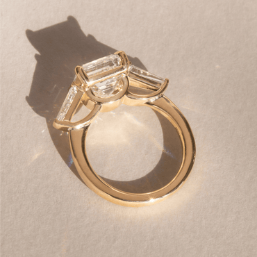 Marquise Shaped Three Stone Lab Grown Diamond Engagement Ring