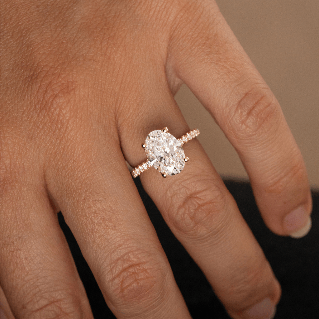 Marquise Shaped Three Stone Lab Grown Diamond Engagement Ring