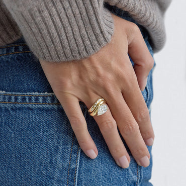 Timeless 0.1 TCW Round Stones Celestial Style Lab Grown Diamond Wedding Band