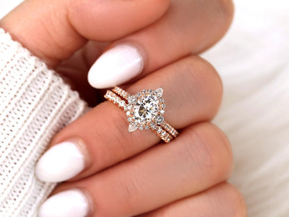 1.5 CT Oval Cut Halo & Pave  Lab Grown Diamond Bridal Ring Set