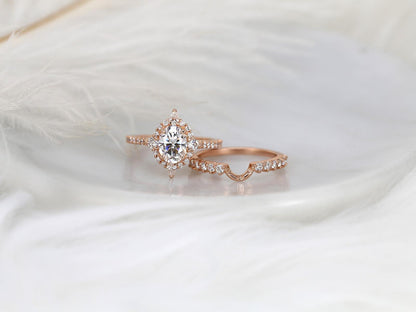 1.5 CT Oval Cut Halo & Pave  Lab Grown Diamond Bridal Ring Set