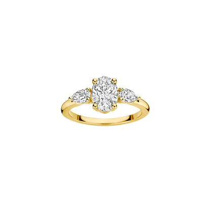 Timeless 1.1 CT Oval Cut 3-Stones Lab Grown Diamond Engagement Ring