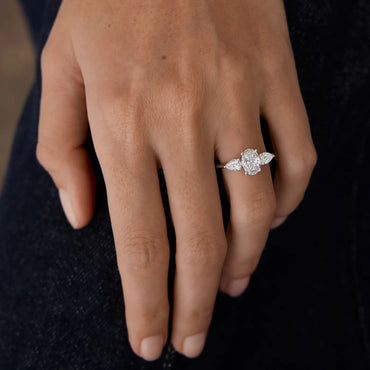 Timeless 1.1 CT Oval Cut 3-Stones Lab Grown Diamond Engagement Ring